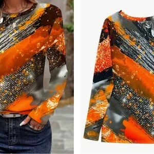 Vibrant Abstract Long Sleeve Top